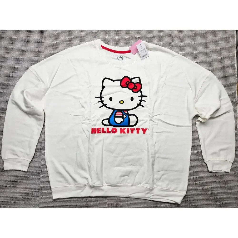 Hello Kitty by Sanrio Women's Cozy Graphic Sweatshirt Plus Size 2X White - Picture 1 of 9